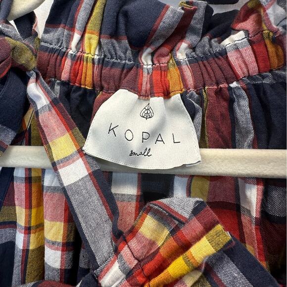 Kopal Heera Midi High Neck Halter Dress in Navy Plaid Madras Check NEW - Picture 10 of 10
